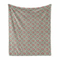 thumbnail image 1 of Floral Soft Flannel Fleece Throw Blanket, Repetitive Abstract Flowers Striped Background, Cozy Plush for Indoor and Outdoor Use, 60" x 80", Dark Coral Pale Teal, by Ambesonne, 1 of 5