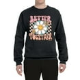 thumbnail image 2 of Wild Bobby Retro Better Together Daisy Smiley Face Checkered Background Vintage Unisex Crewneck Sweatshirt, Black, Large, 2 of 6