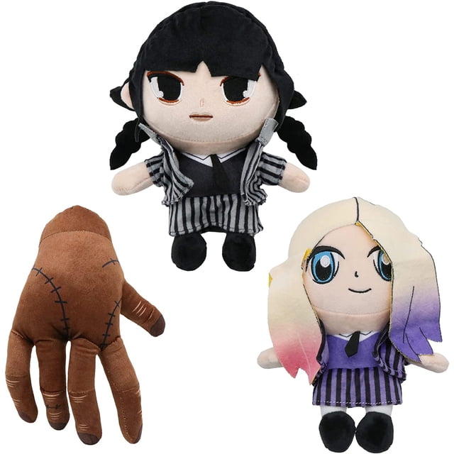 Wednesday Addams - Muñeca de peluche de la familia Addams, linda figura de Addams de peluche para fanáticos y niños, regalo de cumpleaños (3 piezas) 3 unidades 3 unidades Xishao Juguetes
