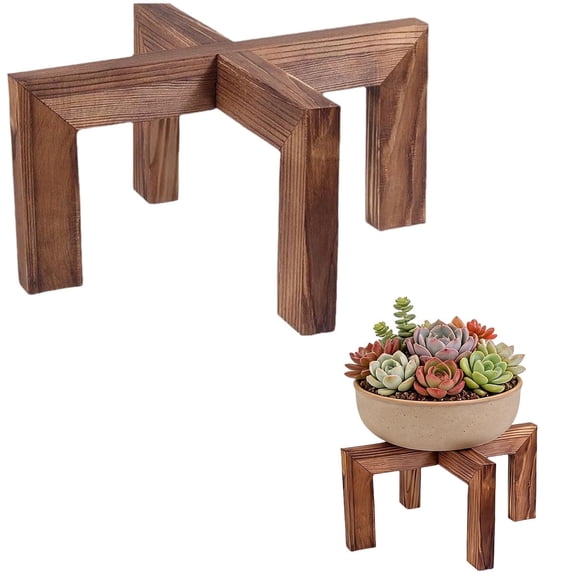Wooden Plant Stand for Indoor/Outdoor - 11.8 Inch Round Single Pot Holder Fits 5-15 Inch Pots, Holds 160 lbs