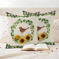 thumbnail image 3 of Spring Sunflower Bird Pillow Covers 2 Pack Eucalyptus Leaves Linen Black Plaid Pillowcase Waterproof Outdoor Throw Pillow Cover for Patio Garden Square Cushion 24”x24”, 3 of 9