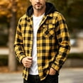 thumbnail image 4 of Men's Plaid Hooded Flannel Shirt Jacket, Patchwork Long Sleeve Button Down Casual Shacket With Chest Pocket, Size S-3XL, 4 of 9