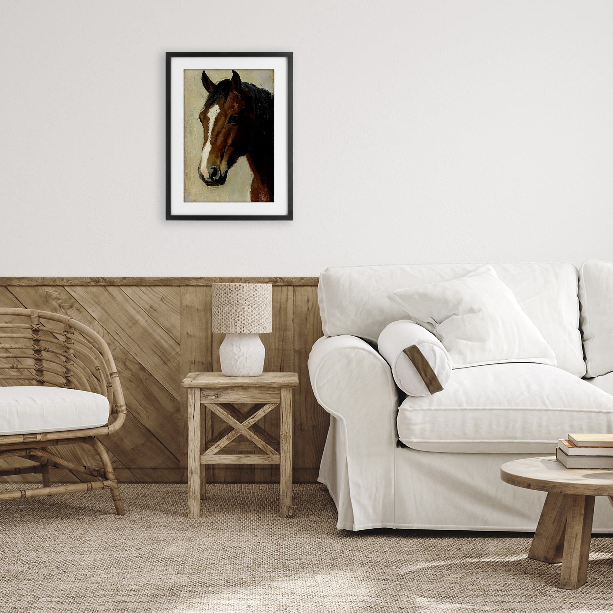 Stupell Industries Beautiful Brown Horse Portrait Black Framed Print Under Glass, design by Petal Prints Design