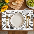 thumbnail image 4 of Cartoon Dinosaurs Placemats Set of 4, Natural Primitive Wild Animals Names Placemats for Dining Table, Place Mats for Kitchen Tabletop, Waterproof Wipeable Dining Table Mats Set, 4 of 9