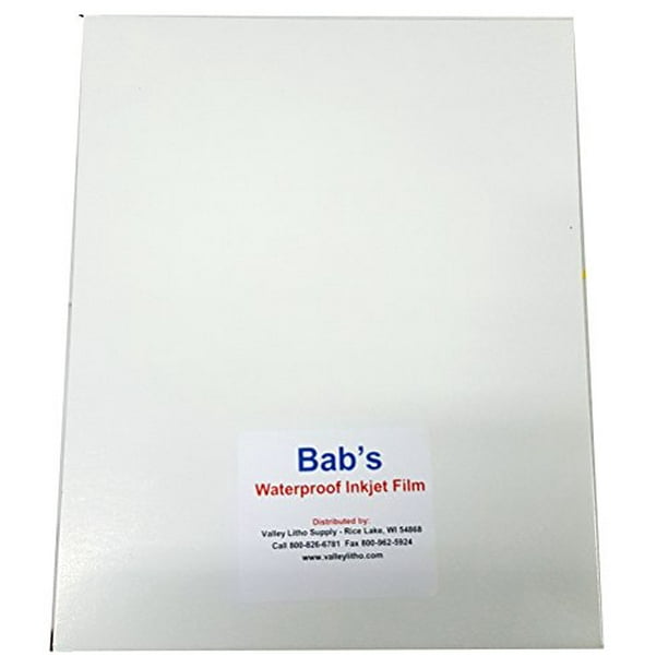 Premium Waterproof Inkjet Transparency Film 8.5" x 11" 50 Sheets