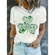 thumbnail image 1 of Women's St. Patrick's Day White T-Shirt - Casual Round Neck, Clover Print, Lightweight Polyester BleCamisetas de verano para mujer, manga corta, cuello redondo, casual, lindo, con gráficos, camisetas, 1 of 6