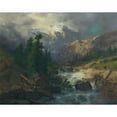 thumbnail image 2 of Alexandre Calame 14x12 Gold Ornate Wood Frame and Double Matted Museum Art Print Titled - Souvenir Handeck, Stormy Weather (1858), 2 of 4