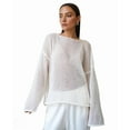thumbnail image 3 of Women Oversized Long Sleeve Sheer Mesh Knit Sweater Tops Y2K Summer Loose Hollow Out Pullover Jumper Shirt Beach White M, 3 of 9