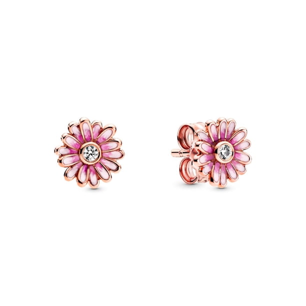 Aretes Pandora De Botón Margarita Rosa Joya Original 288773C01 | Joyería De Lujo Para Mujer | Ideal Para Regalo Elegante | Compatible Con Charms Pandora
