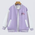thumbnail image 5 of Kuromi Bomber Jacket Girls Varsity Jacket Long Sleeve Zip Baseball Coat for Petite Women, 5 of 7