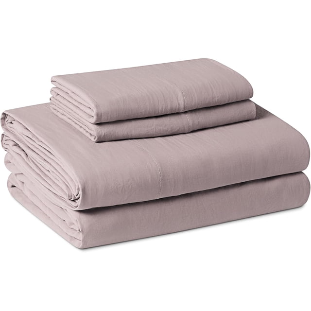 Brushed Microfiber Sheet Set, Extra Soft with Natural Texture, 4-Piece, Queen, Purple