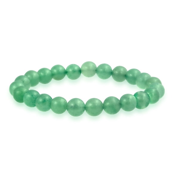 Semi Precious Gemstone Green Aventurine Round Bead Ball 8MM Stacking Stretch Bracelet for Women Men Teen Unisex Strand