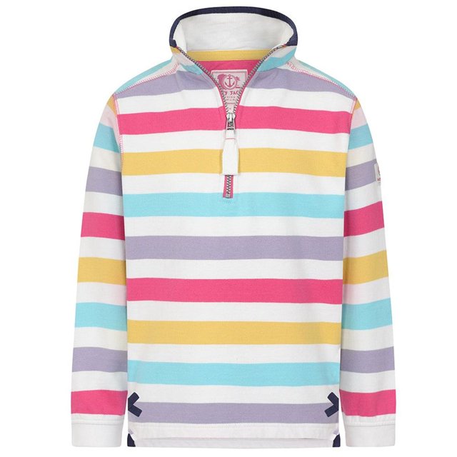 Lazy Jacks Boys/Girls Striped Quarter Zip Sweatshirt