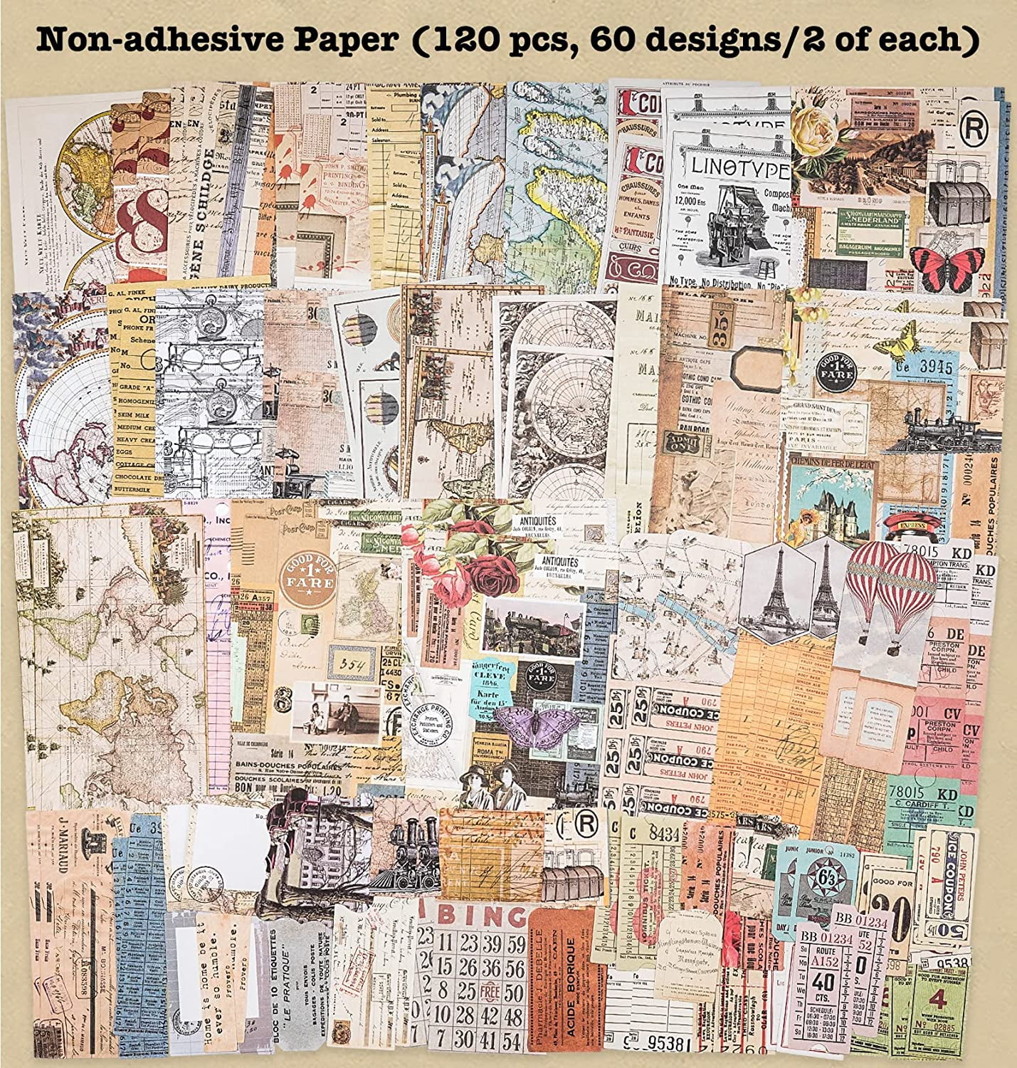 art deco brown newspaper vintage paper for scrapbooking supplies & ephemera  for junk journals 20 old decorative decoupage sheet for collage &   recollection & handmade papercraft: craft: raagji, leaka: 9798722908513:  : Books