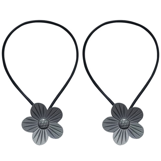 Corbata de cortina para ventana, cuerda decorativa de metal, cortina de flores, correa de adsorción para baño de oficina, gris 2 Piezas seitruly HA002832-02