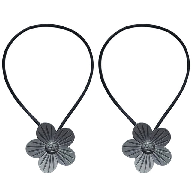 Corbata de cortina para ventana, cuerda decorativa de metal, cortina de flores, correa de adsorción para baño de oficina, gris 2 Piezas Eigraketly HA002832-02