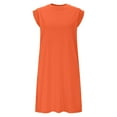 thumbnail image 7 of Chiccall Womens Summer T Shirt Dress Crew Neck Sleeveless Solid Basic Casual Midi Dresses with Pocket Orange S, 7 of 7