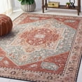 thumbnail image 3 of SAFAVIEH Tucson Filip Traditional Machine Washable Area Rug, 3' x 5', Aqua/Rust, 3 of 9