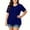Dark Blue, variant on ClodeEU Women's Plus Size V Neck Short Sleeve T-Shirt, Casual Loose Fit Top Black,Women's Plus XXL