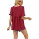 thumbnail image 4 of Camisetas de manga corta con volantes y cuello en V informales para mujer Camisetas sueltas de manga corta para mujer, 4 of 6