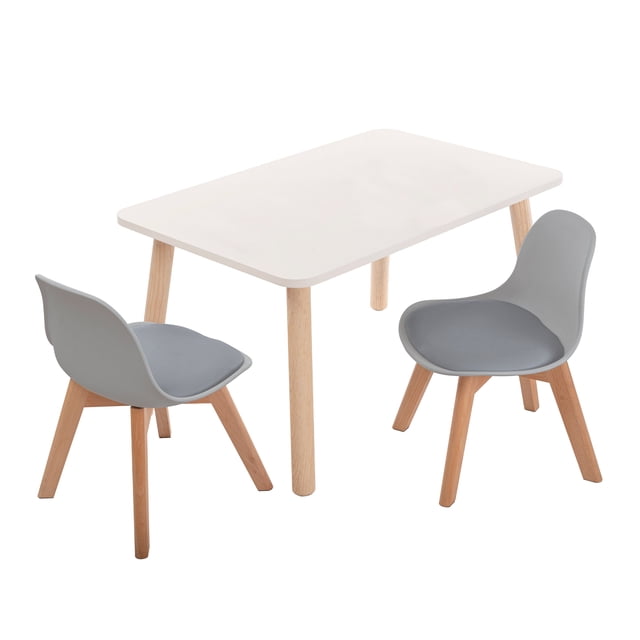 Mesa Rectangular Duduk 2 Sillas Frankfurt Gris Barniz