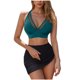 thumbnail image 2 of Traje de baño de bikini liso sin mangas para mujer, traje de baño push-up acolchado, conjuntos de blusa de traje de baño de poliéster para mujer, 2 of 7