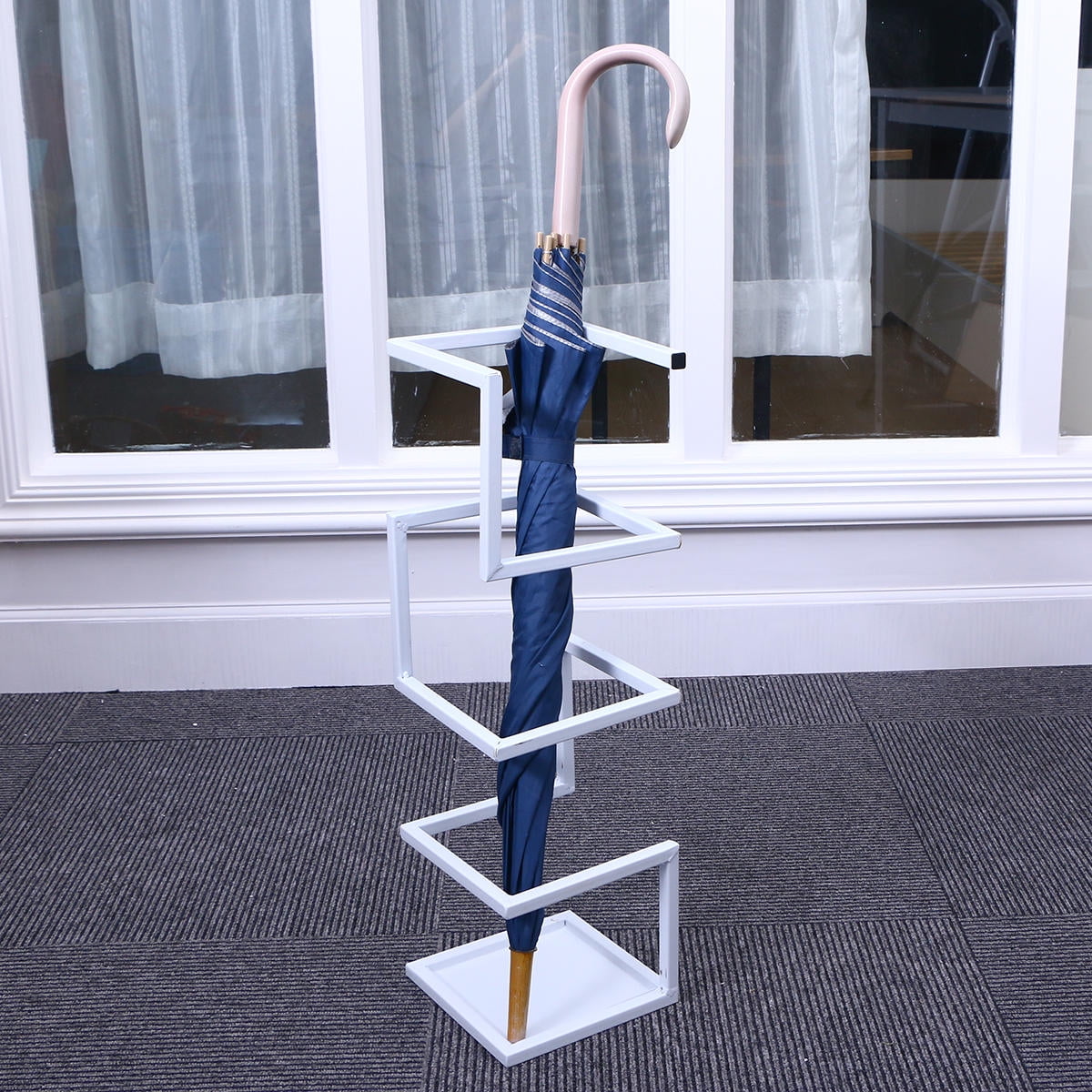 GOOHOCHY Sleek Metal Umbrella Holder for Modern Home Decor Easy Access White Finish 10.5 x 10.5 x 18 Inches