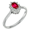 thumbnail image 2 of SuperJeweler 2/3 Carat Oval Shape Created Ruby and Halo Diamond Ring In Sterling Silver For Women, 2 of 6