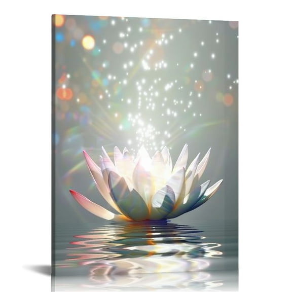 Shiartex Canvas Prints Art Lotus Floral Pictures Wall Art for Office Decor Meditation Poster Modern Artwork Painting Framed Ready to Hang 16x20 in/12x16 in