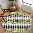 thumbnail image 3 of Round Area Rug 5ft,Summer Lemon Leaf Black Buffalo Plaid Washable Carpet Non-Slip Runner Accent Rugs Indoor Floor Mat for Bedroom Living Room Decor,Country Flower Watercolor, 3 of 9
