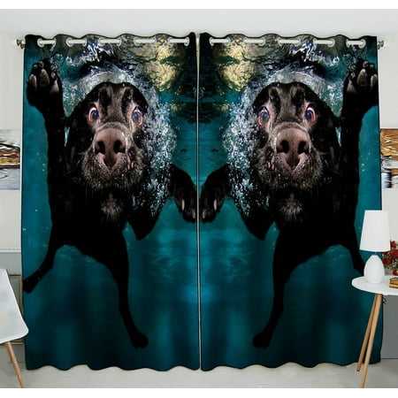 GCKG Funny Lovely Labrador Dog Window Curtain Kitchen Curtain Window ...