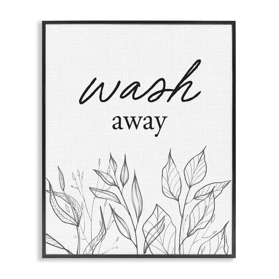 Minimalist Leaves Wash Away Black Framed Giclee Art, design by Lettered and Lined