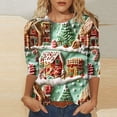 thumbnail image 2 of Bcresic Ugly 3/4 Sleeve Tops Christmas Womens Holiday Tshirts Plus Size Crewneck Basic Tees Fashion Santa Claus Glass Colorful Tunic Top Classic Three Quarter Sleeve T-Shirts,#07_Gray,3X-Large, 2 of 5