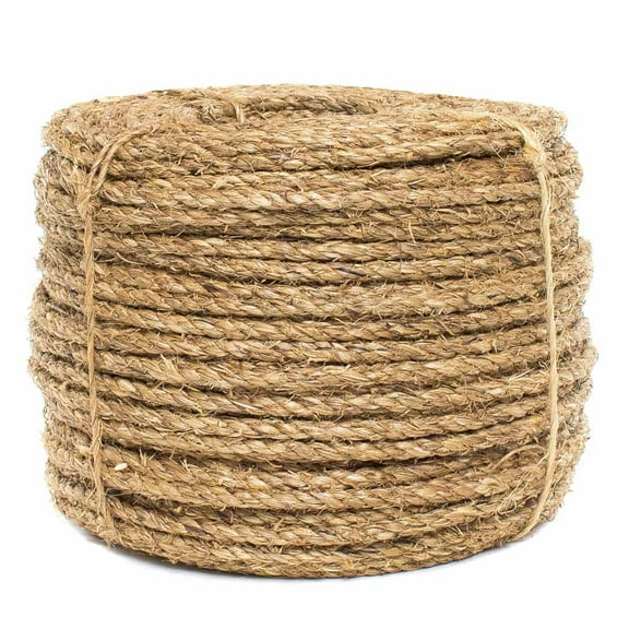 100 Ft Coil - Golberg 3/8" Natural Fiber 3 Strand Heavy Duty Hemp Manila Rope - 4 Pounds