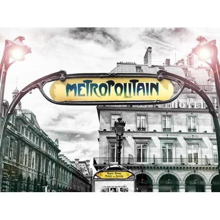 French Deco Horn Art Deco Metropolitain Sign, Metro, Subway, the Louvre Station, Paris, France, Europe Print Wall Art By Philippe Hugonnard ()