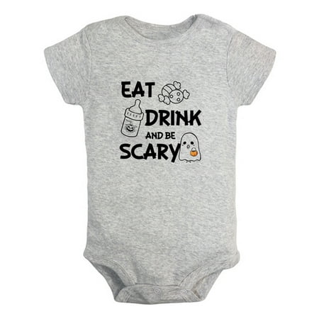 

Eat Drink And Be Scary Funny Rompers For Babies Newborn Baby Unisex Bodysuits Infant Jumpsuits Toddler 0-12 Months Kids One-Piece Oufits (Gray 18-24 Months)