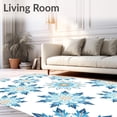 thumbnail image 2 of ODIKA 5'x7' Machine Washable Non-Slip Area Rug, Glacial Starburst Snowflake Patterned Festive Tree Skirt Layout High Traffic Rug, Blue, 740810, 2 of 7