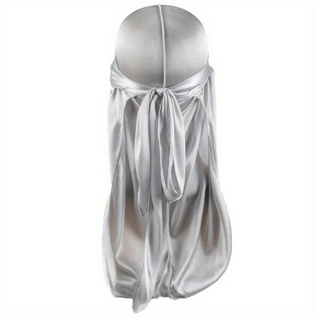 Durag Bonnet Bandana en Soie pour Homme Soyeux du Rag Doo Rag Longue Queue Vagues Casquette Gris