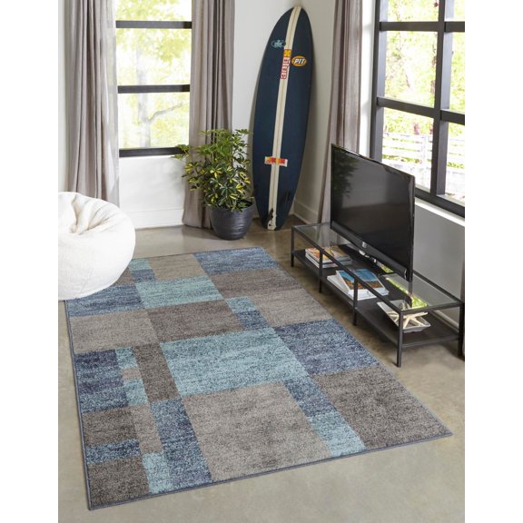 Unique Loom Autumn Collection Area Rug - Providence (4' 1" x 6' 1" Rectangle Blue Gray/Light Brown)