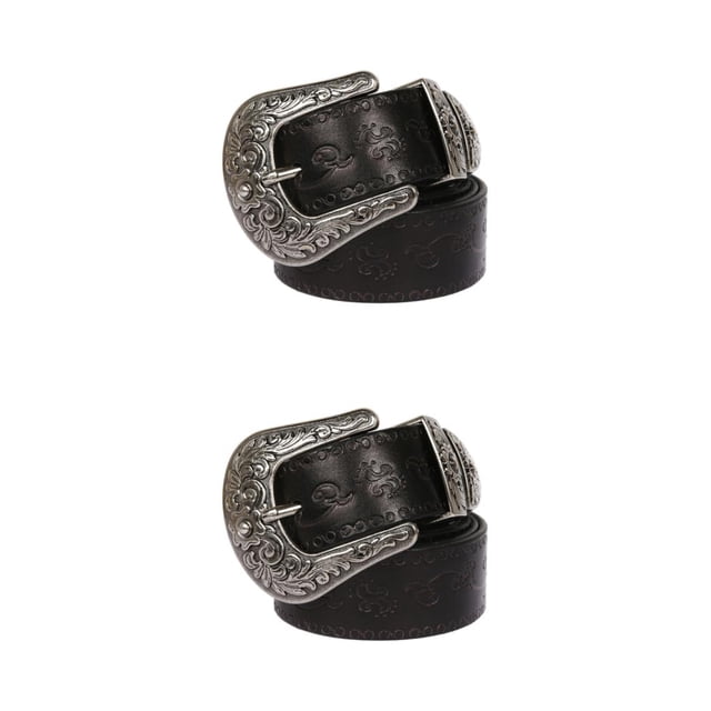 Guardoinrt Gothique Tenues Ceinture Classique Vintage Western Influence Moderne Alliage Rond Fleurs Noir 125cm 2Set