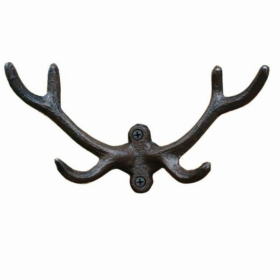 Vintage Cast Iron Deer Antlers Wall Coat Hooks Hanger Rack Wall Decor, Indoor Outdoor Home Garden Country Farmhouse Chic Wall Mounted Hooks for Coats Towels Keys Robes