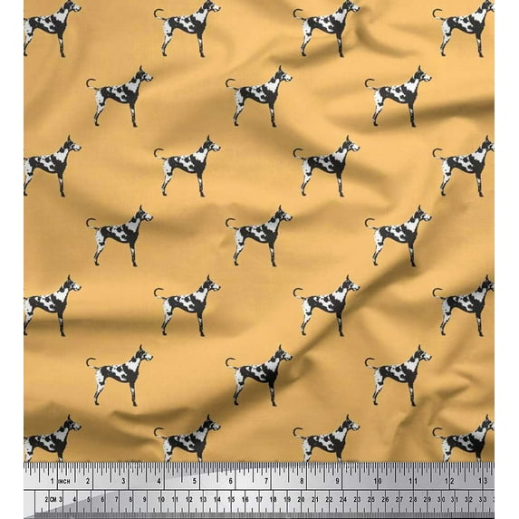 Soimoi Cotton Cambric Fabric Great Dane Dog Fabric Prints by Yard 42 Inch Wide
