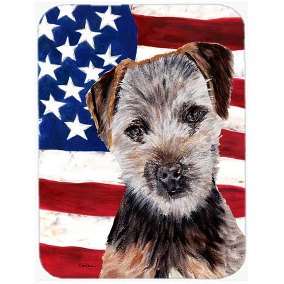 Norfolk Terrier Puppy With American Flag Usa Mouse Pad, Hot Pad Or Trivet, 7.75 x 9.25 In.