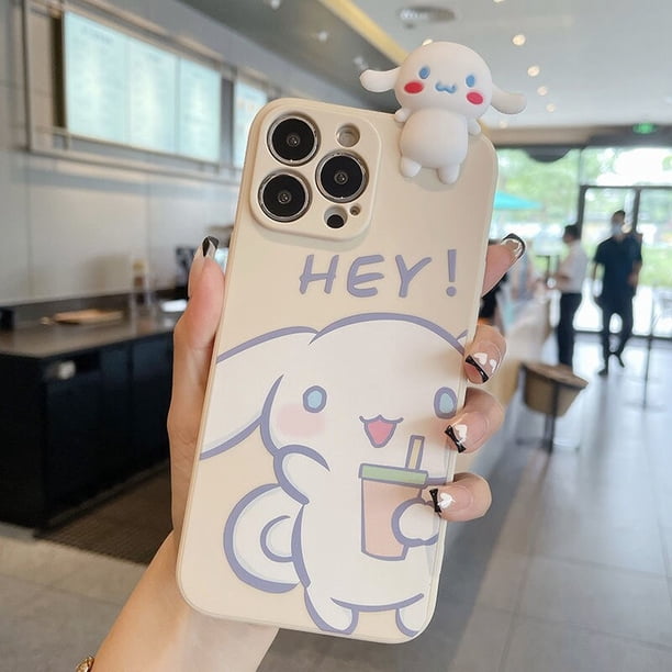 Cinnamoroll-funda de teléfono 3D Sanrio para mujer, carcasa de silicona suave anticaída para iPhone 13, 12, 11 Pro Max, Mini, XR, XS MAX, 8, X, 7, SE Fivean unisex