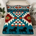 thumbnail image 2 of Erosebridal Tribal Aztec Sheet Set Full, Western Horse Bedding Sets Full Size, Rectangle Geometry Decor 4pcs, 2 of 7