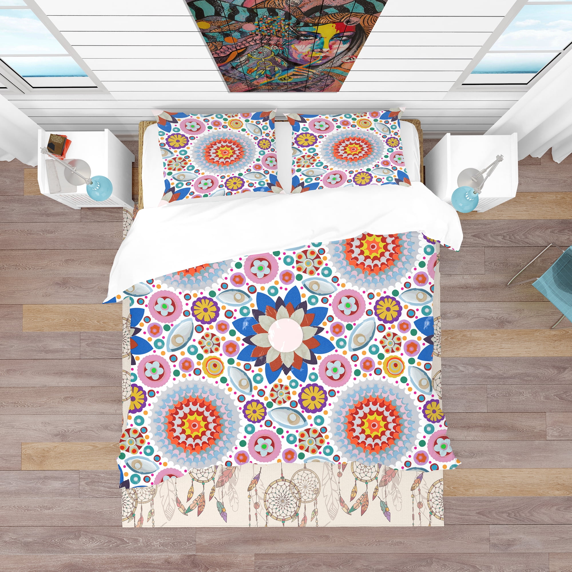 Designart 'Abstract Flowers Pattern' Bohemian & Eclectic Duvet Cover Set