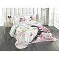 thumbnail image 3 of Ambesonne Fantasy Quilted Bedspread Set 3 Pcs, Butterfly Lady in Flowers, Queen Size, Multicolor, 3 of 5