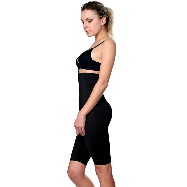 Prima Valentina Women's Seamless Body Shapewear High Waist Long Shorts  78604T (Black,M/L)