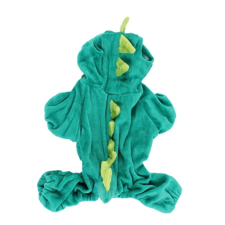 Unique Bargains Pet Dog Doggy Dinosaur Shape Hoodie Sleeved Coat Clothes Hunter Green Size XS