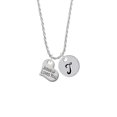 thumbnail image 2 of Delight Jewelry Silvertone Large Jesus Loves You Heart Silvertone Script Initial Disc - T - Charm Necklace, 20"+3", 2 of 4